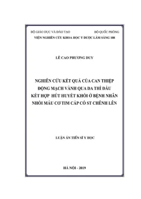 Luận án tiến sĩ nghiên cứu kết quả của phương pháp can thiệp mạch vành qua da thì đầu có kết hợp hút huyết khối ở bệnh nhân nhồi máu cơ tim cấp có st chênh lên