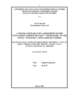 Luận văn thạc sĩ a translation quality assessment of the vietnamese version of part 7 nightmare in the nover twilight using j houses model