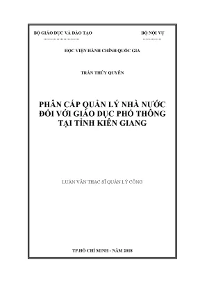 Luận văn thạc sĩ phân cấp quản lý nhà nước đối với giáo dục phổ thông tại tỉnh kiên giang