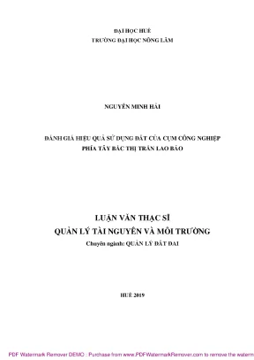Luận văn thạc sĩ đánh giá hiệu quả sử dụng đất của cụm công nghiệp phía tây bắc thị trấn lao bảo