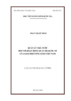 Luận văn thạc sĩ qlnn đối với hoạt động quan hệ quốc tế của giáo hội công giáo việt nam