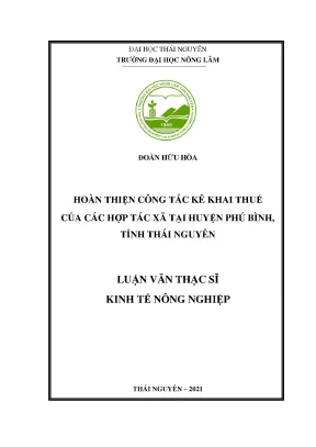 Luận văn thạc sĩ hoàn thiện công tác kê khai thuế của các htx tại huyện phú bình tỉnh thái nguyên