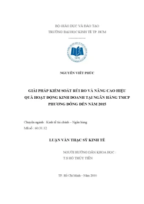 Luận văn thạc sĩ giải pháp kiểm soát rủi ro và nâng cao hiệu quả hoạt động kinh doanh tại ngân hàng tmcp phương đông đến năm 2015 luận văn thạc sĩ