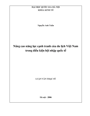 Luận văn thạc sĩ nâng cao năng lực cạnh tranh của du lịch việt nam trong điều kiện hội nhập quốc tế