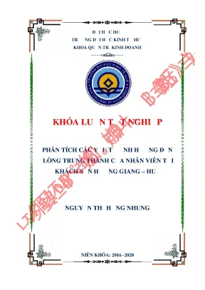 Luận văn tốt nghiệp phân tích các yếu tố ảnh hưởng đến lòng trung thành của nhân viên tại khách sạn hương giang huế