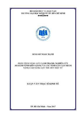 Luận văn thạc sĩ phân tích năng lực cạnh tranh nghiên cứu so sánh tỉnh kiên giang và các tỉnh lân cận nhằm nâng cao năng lực thu hút đầu tư