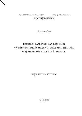 Luận án tiến sĩ đặc điểm lâm sàng cận lâm sàng và các yếu tố liên quan với chảy máu tiêu hóa ở bệnh nhi sốt xuất huyết dengue