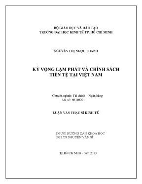 Luận văn thạc sĩ kỳ vọng lạm phát và chính sách tiền tệ tại việt nam