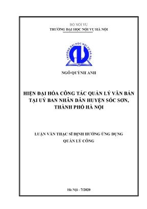 Luận văn thạc sĩ hiện đại hóa công tác quản lý văn bản tại ủy ban nhân dân huyện sóc sơn thành phố hà nội