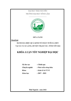 Luận văn tốt nghiệp đánh giá hiệu quả kinh tế chăn nuôi gà đen tại xã tà xi láng huyện trạm tấu tỉnh yên bái