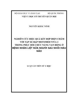 Luận án tiến sĩ nghiên cứu hiệu quả kết hợp điện châm với tập xe đạp motomed viva 2 trong phục hồi chức năng vận động ở bệnh nhân liệt nửa người sau nhồi máu não