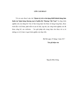 Luận văn thạc sĩ quản trị rủi ro tín dụng khối khách hàng bán buôn tại ngân hàng thương mại cổ phần kỹ thương việt nam techcombank