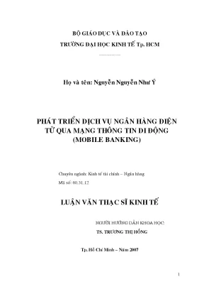 Luận văn thạc sĩ phát triển dịch vụ ngân hàng điện tử qua mạng thông tin di động mobile banling luận văn thạc sĩ