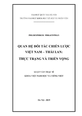 Luận văn thạc sĩ quan hệ đối tác chiến lược việt nam thái lan thực trạng và triển vọng