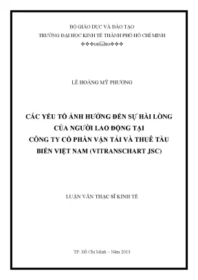 Luận văn thạc sĩ các yếu tố ảnh hưởng đến sự hài lòng của người lao động tại công ty cổ phần vận tải và thuê tàu biển việt nam vitranschart jsc