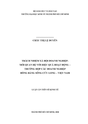 Luận văn thạc sĩ trách nhiệm xã hội của doanh nghiệp mối quan hệ với hiệu quả hoạt động trường hợp doanh nghiệp đồng bằng sông cửu long việt nam