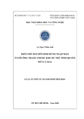 Luận án tiến sĩ diễn thế nguyên sinh rừng ngập mặn ở cồn ông trang thuộc khu dự trữ sinh quyển mũi cà mau