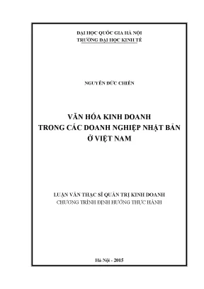 Luận văn thạc sĩ văn hóa kinh doanh trong các doanh nghiệp nhật bản ở việt nam