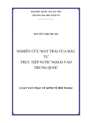Luận văn thạc sĩ nghiên cứu mặt trái của đầu tư trực tiếp nước ngoài vào trung quốc