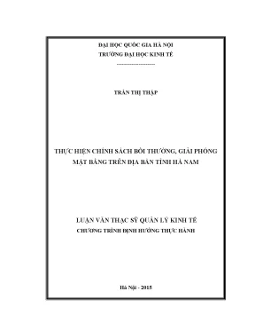 Luận văn thạc sĩ thực hiện chính sách bồi thường giải phóng mặt bằng trên địa bàn tỉnh hà nam