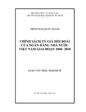 Luận văn thạc sĩ chính sách tỷ giá hối đoái của ngân hàng nhà nước việt nam giai đoạn 2008 2010 luận văn thạc sĩ