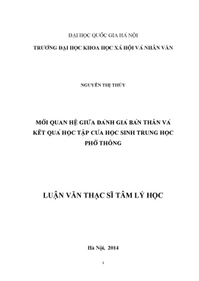 Luận văn thạc sĩ mối quan hệ giữa đánh giá bản thân và kết quả học tập của học sinh trung học phổ thông