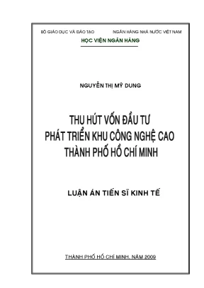 Luận văn thạc sĩ thu hút vốn đầu tư phát triển khu công nghệ cao thành phố hồ chí minh