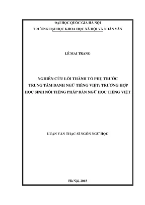 Luận văn thạc sĩ nghiên cứu lỗi thành tố phụ trước trung tâm danh ngữ tiếng việt trường hợp học sinh nói tiếng pháp bản ngữ học tiếng việt