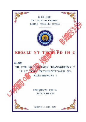 Luận văn tốt nghiệp thực trạng công tác kế toán nguyên vật liệu tại công ty tnhh mtv xây dựng xuân trung việt
