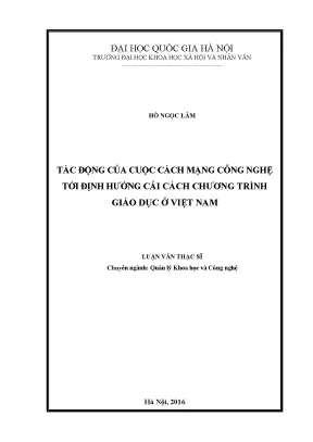 Luận văn thạc sĩ tác động của cuộc cách mạng công nghệ tới định hướng cải cách chương trình giáo dục ở việt nam luận văn ths quản trị quản lý 60 34 04