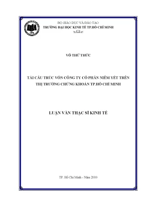 Luận văn thạc sĩ tái cấu trúc vốn công ty cổ phần niêm yết trên thị trường chứng khoán tp hcm