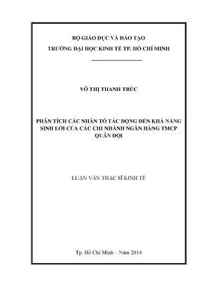 Luận văn thạc sĩ phân tích các nhân tố tác động đến khả năng sinh lời của các chi nhánh ngân hàng tmcp quân đội