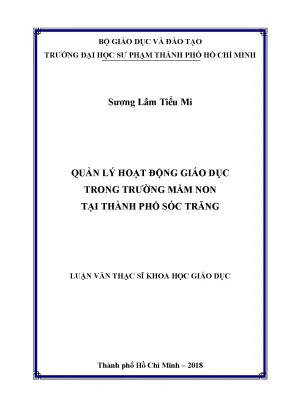 Luận văn thạc sĩ quản lý hoạt động giáo dục trong trường mần non tại thành phố sóc trăng