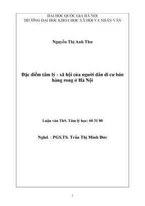 Luận văn thạc sĩ đặc điểm tâm lý xã hội của người dân di cư bán hàng rong ở hà nội