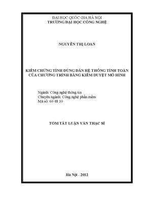 Luận văn thạc sĩ kiểm chứng tính đúng đắn hệ thống tính toán của chương trình bằng kiểm duyệt mô hình