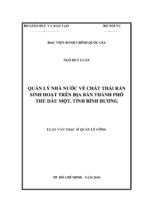 Luận văn thạc sĩ quản lý nhà nước về chất thải rắn sinh hoạt trên địa bàn thành phố thủ dầu một tỉnh bình dương