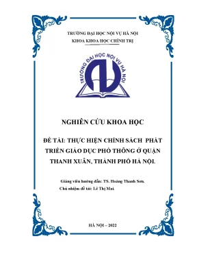 Luận văn tốt nghiệp thực hiện chính sách phát triển giáo dục phổ thông quận thanh xuân hà nội