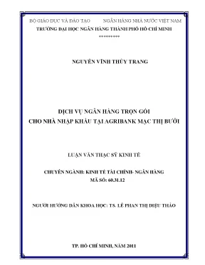 Luận văn thạc sĩ dịch vụ ngân hàng trọn gói cho nhà nhập khẩu tại agribank mạc thị bưởi
