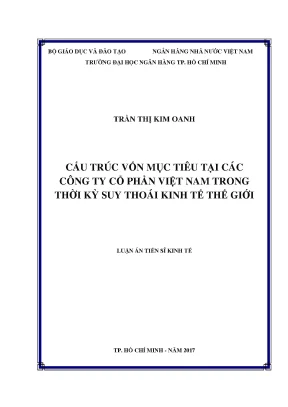 Luận văn thạc sĩ cấu trúc vốn mục tiêu tại các công ty cổ phần việt nam trong thời kỳ suy thoái kinh tế thế giới