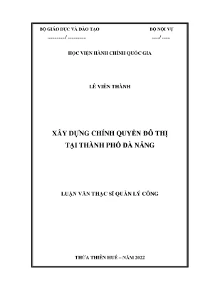Luận văn thạc sĩ xây dựng chính quyền đô thị tại thành phố đà nẵng