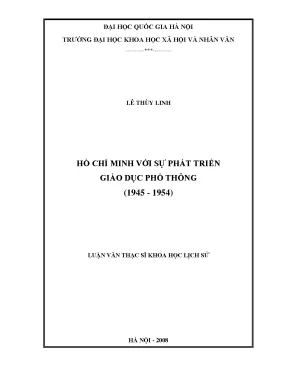 Luận văn thạc sĩ hồ chí minh với sự phát triển giáo dục phổ thông 1945 1954