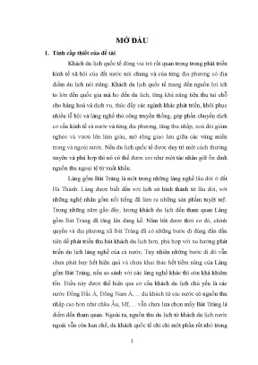 Luận văn tốt nghiệp giải pháp thu hút khách du lịch quốc tế đến với làng gốm bát tràng