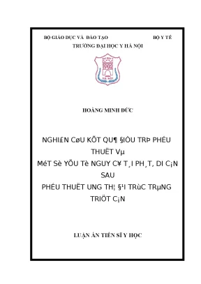 Luận án tiến sĩ nghiên cứu điều trị phẫu thuật và một số yếu tố nguy cơ tái phát di căn sau phẫu thuật ung thư đại trực tràng