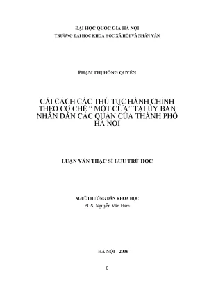 Luận văn thạc sĩ cải cách thủ tục hành chính theo cơ chế một cửa tại ủy ban nhân dân các quận của thành phố hà nội