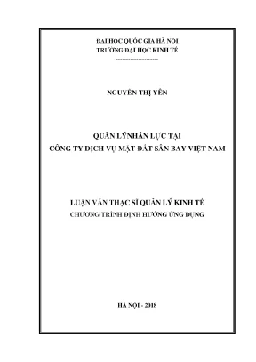 Luận văn thạc sĩ quản lý nhân lực tại công ty dịch vụ mặt đất sân bay việt nam