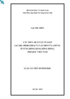 Luận án tiến sĩ cấu trúc quần xã ve giáp acari oribatida và vai trò của chúng ở vùng đồng bằng sông hồng phía bắc việt nam