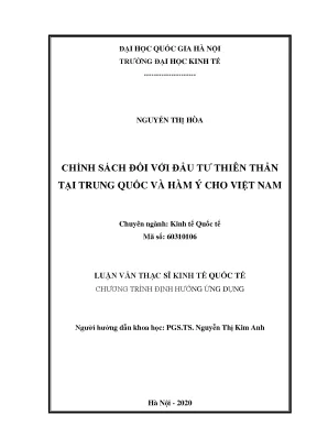 Luận văn thạc sĩ chính sách đối với đầu tư thiên thần tại trung quốc và hàm ý cho việt nam