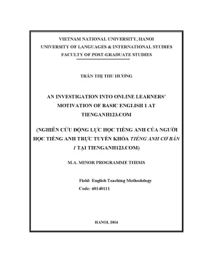 Luận văn thạc sĩ an investigation into online learners motivation of basic english 1 at tienganh123 com