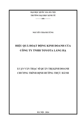 Luận văn thạc sĩ hiệu quả hoạt động kinh doanh của công ty tnhh toyota láng hạ