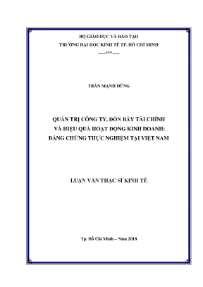 Luận văn thạc sĩ quản trị công ty đòn bẩy tài chính và hiệu quả hoạt động kinh doanh bằng chứng thực nghiệm tại việt nam